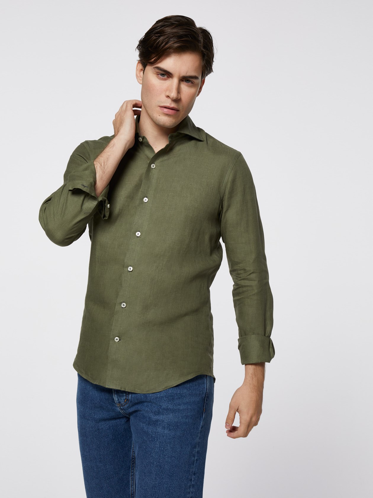Linen - Dark Green Shirt